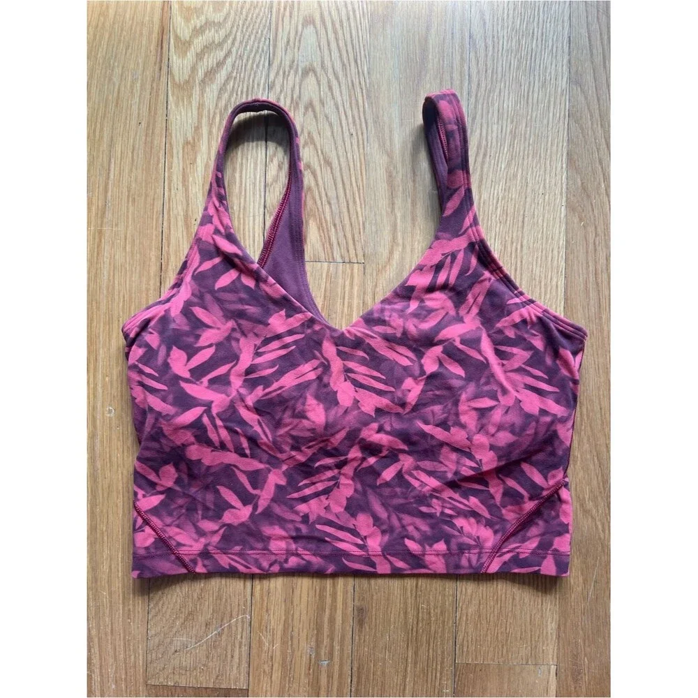 Lululemon Align Tank Cropped Spray Leaf Fireside Red Multi Size 8